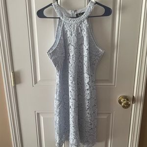 Love Poem Light Blue Lace Mini Dress